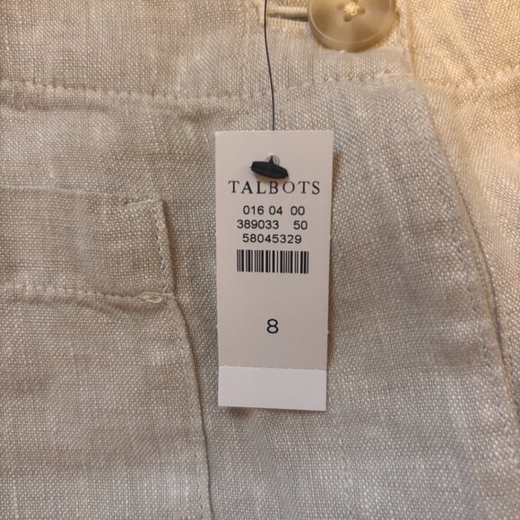 NWT Talbots Women's Sz 8 Wide Crop Patch Pocket Washed Linen Pants 100% Linen - Picture 5 of 11